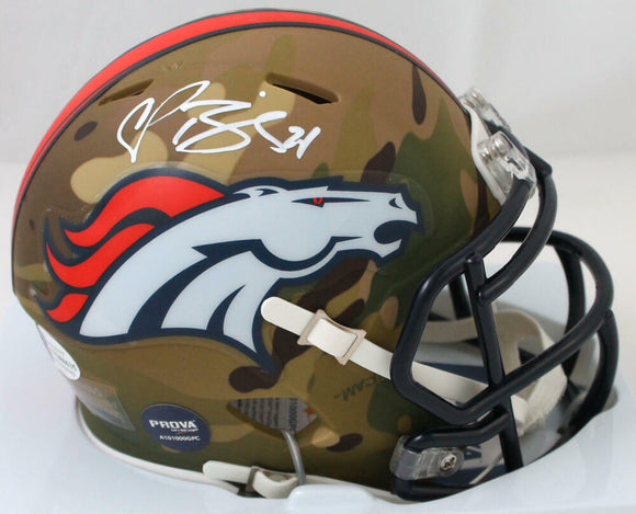 Champ Bailey Signed Denver Broncos Camo Speed Mini Helmet- Beckett W Auth *White