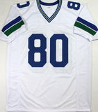 Steve Largent Autographed White Pro Style Jersey w/ HOF - Beckett W Auth *8