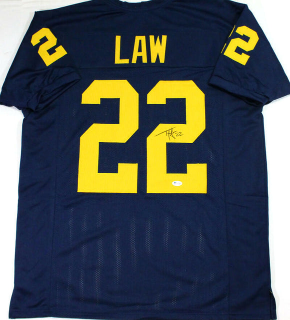 Ty Law Autographed Blue College Style Jersey - Beckett W Auth *R2