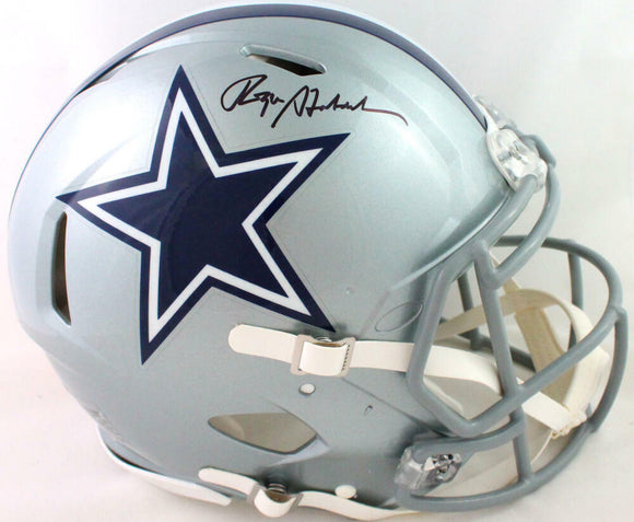 Roger Staubach Autographed Cowboys F/S Speed Authentic Helmet- Beckett W *Black