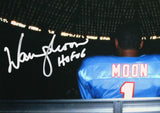 Warren Moon Signed Houston Oilers 8x10 On Bench w/HOF - Beckett W Auth *White