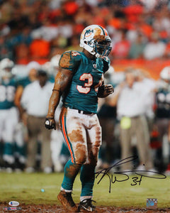 Ricky Williams Signed Miami Dolphins 16x20 HM Muddy Photo- Beckett W Auth *Black