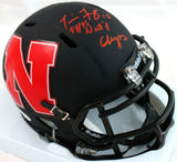 Tommie Frazier Autographed Nebraska AMP Mini Helmet w/Insc - Beckett W Auth *Red