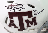 Johnny Manziel Signed Texas A&M White Speed Mini Helmet w/Insc - JSA W Auth *Blk