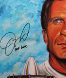 Joe Montana Signed 49ers16x20 Painted Portrait Print w/HOF - JSA Auth *Black