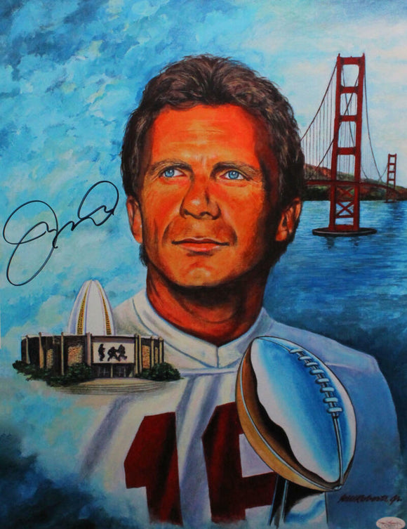 Joe Montana Autographed 49ers16x20 Painted Portrait Print - JSA Auth *Black