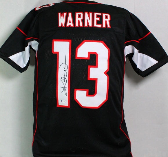 Kurt Warner Autographed Black Pro Style Jersey - Beckett W Auth *1