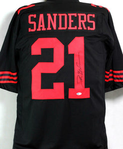 Deion Sanders Autographed Black Pro Style Jersey - Beckett W Auth *1