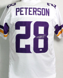 Adrian Peterson Autographed White Pro Style Jersey - Beckett W Auth *8