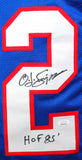 O. J. Simpson Autographed Blue Pro Style Jersey w/ HOF- JSA Witnessed *Black