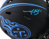 AJ Brown Signed Tennessee Titans Eclipse Speed Mini Helmet- Beckett W Auth *Blue