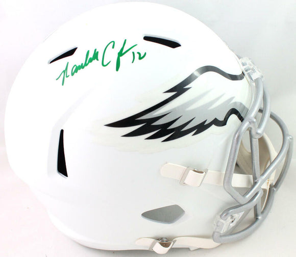 Randall Cunningham Signed Eagles F/S Flat White Helmet - Beckett W Auth *Green