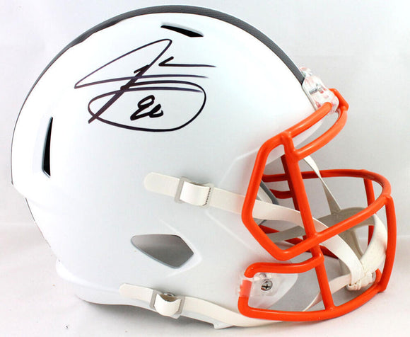 Jarvis Landry Signed Cleveland Browns F/S Flat White Speed Helmet - JSA W Auth