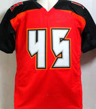 Devin White Autographed Red/Black Pro Style Jersey- Beckett Witnessed *4