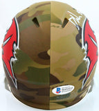 Devin White Autographed Tampa Bay Bucs Camo Speed Mini Helmet - Beckett W *White