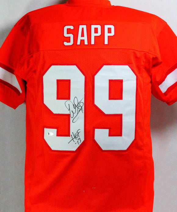 Warren Sapp Autographed Orange Pro Style Jersey w/ HOF - Beckett Witness