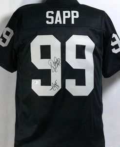 Warren Sapp Autographed Black Pro Style Jersey w/ HOF - Beckett W Auth