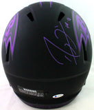 Ray Lewis Autographed Ravens F/S Eclipse Helmet w/ HOF- Beckett Witness *Purple