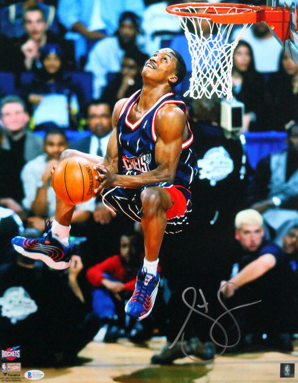 Steve Francis Signed Rockets 16x20 FP Photo Backward Dunk- Beckett Witness *S