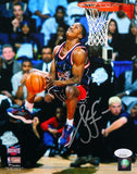 Steve Francis Signed Rockets 8x10 FP Photo Backward Dunk - JSA Witness *Silver