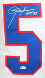 Lawrence Taylor Autographed White Pro Style Jersey w/HOF- Beckett W *Silver *5