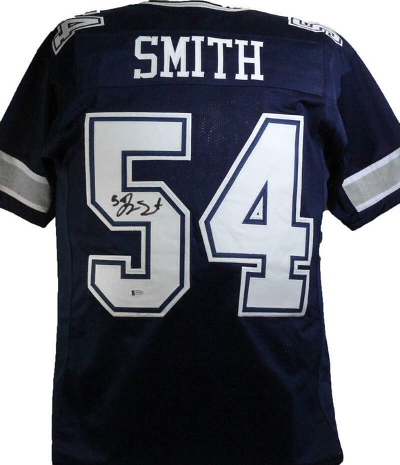 Jaylon Smith Autographed Blue Pro Style Jersey- Beckett W *Black