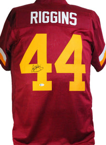 John Riggins Autographed Maroon/ Yellow Pro Style Jersey- Beckett W *Black