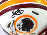 John Riggins Signed Washington Flat White Speed Mini Helmet- Beckett W *Black