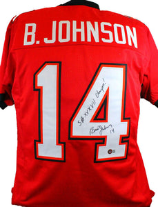 Brad Johnson Autographed Red Pro Style Jersey W/ Insc- Beckett W Hologram *Black