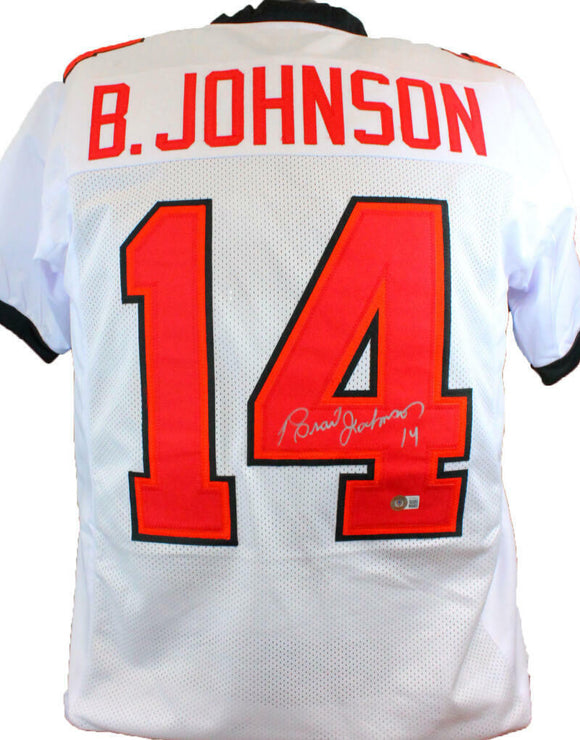 Brad Johnson Autographed White Pro Style  Jersey- Beckett *Silver