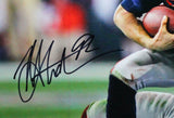 Michael Strahan Signed NY Giants 16x20 Tackling Brady Photo- Beckett W *Black