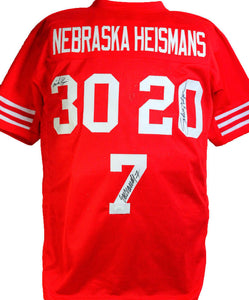 Nebraska Heisman Autographed Red College Style Jersey- JSA W *Black