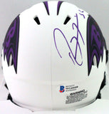 Ray Lewis Autographed Baltimore Ravens  Lunar Mini Helmet- Beckett W *Purple