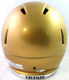 Ian Book Autographed Notre Dame Gold Speed Full Size Helmet-Beckett W *Black