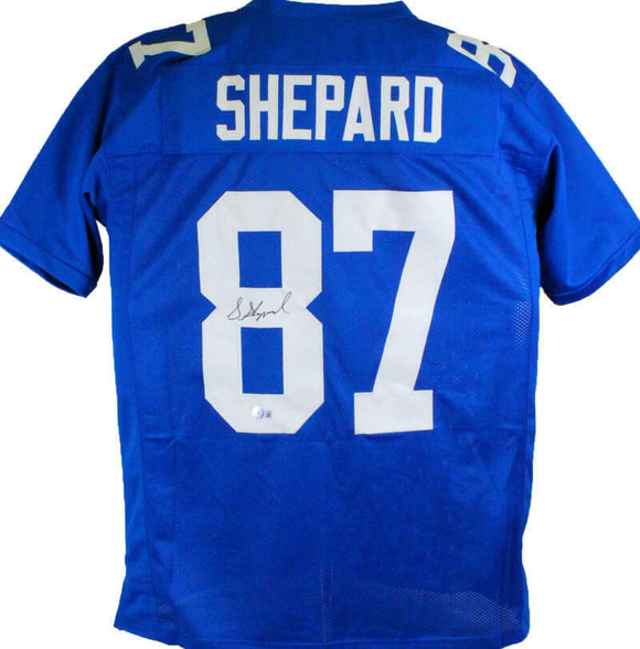 Sterling Shepard Autographed Blue Pro Style Jersey- Beckett W *Black *8