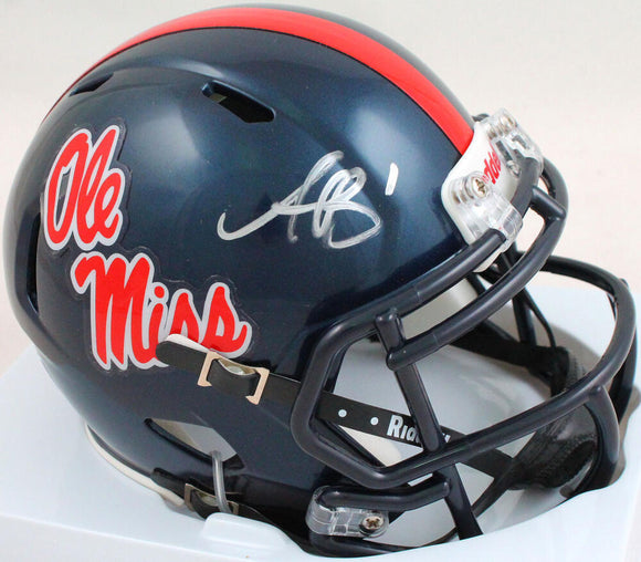 A.J. Brown Autographed Ole Miss Speed Navy Mini Helmet- Beckett W Hologram