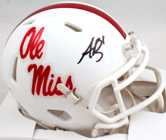 A.J. Brown Autographed White Ole Miss Rebels Speed Mini Helmet- Beckett W Holo