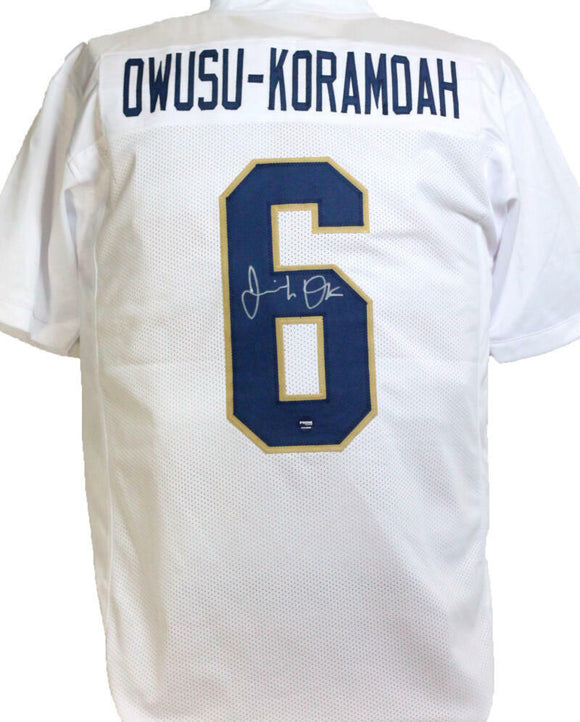 Jeremiah Owusu-Koramoah Autographed White College Style Jersey- Prova *Silver