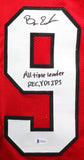 Bryan Edwards Autographed Red College Style Jersey w/ All Time- Beckett W *Black