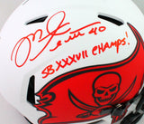 Mike Alstott Autographed Authentic Bucs Lunar Speed F/S Helmet SB- Beckett W*Red