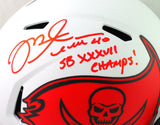 Mike Alstott Autographed Buccaneers Lunar Speed F/S Helmet SBC- Beckett W *Red