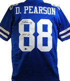 Drew Pearson Autographed Blue Pro Style Jersey w/ HOF- Beckett W Hologram *Black