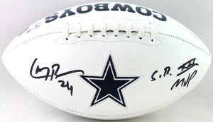 Larry Brown Autographed Dallas Cowboys Logo Football W/ SB MVP- Beckett W *Black