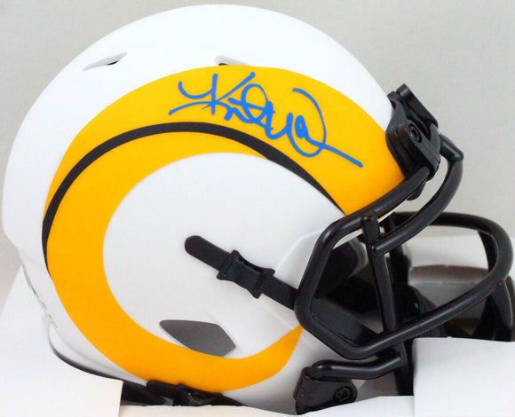 Kurt Warner Autographed St. Louis Rams Lunar Speed Mini Helmet- Beckett W *Blue