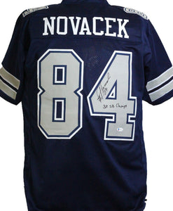 Jay Novacek Autographed Blue/Grey Num Pro Style Jersey w/3xSBC- Beckett W *Black