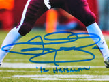 Johnny Manziel Signed Texas A&M 8x10 Passing FP Photo w 12 Heisman-BeckettW*Blue