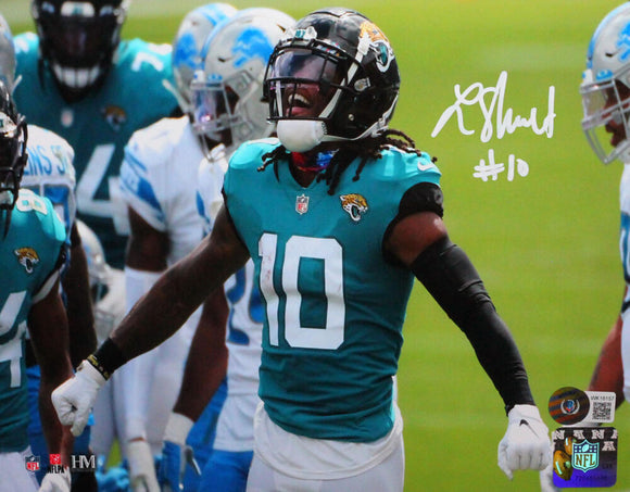 Laviska Shenault Autographed Jaguars Celebrating 8x10 HM Photo- Beckett W *White