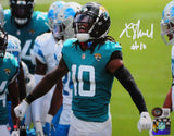 Laviska Shenault Autographed Jaguars Celebrating 8x10 HM Photo- Beckett W *White