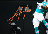 Xavien Howard Signed Dolphins Spotlight Catch 16X20 FP Photo- Beckett W *Orange