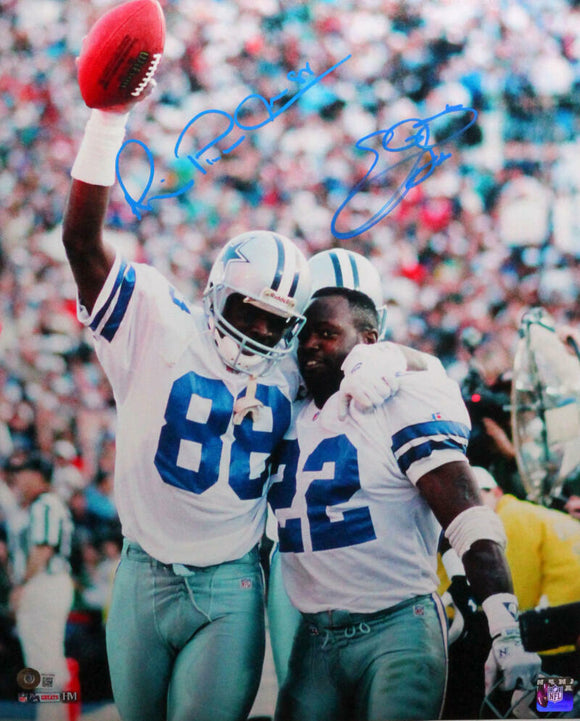 Michael Irvin/Emmitt Smith Autographed Cowboys 16x20 HM Photo- Beckett W *Blue